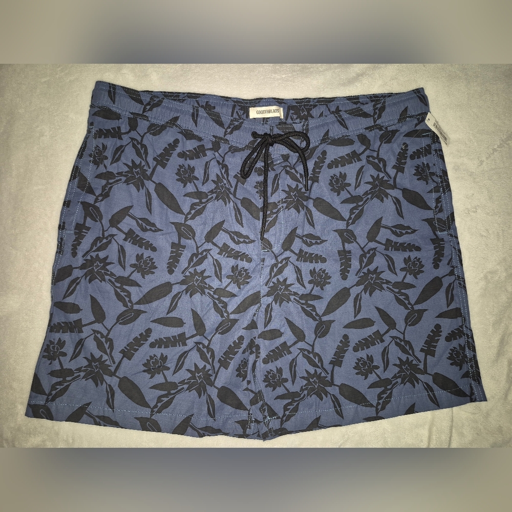 Mens Floral Blue Swim Trunks [XXL]